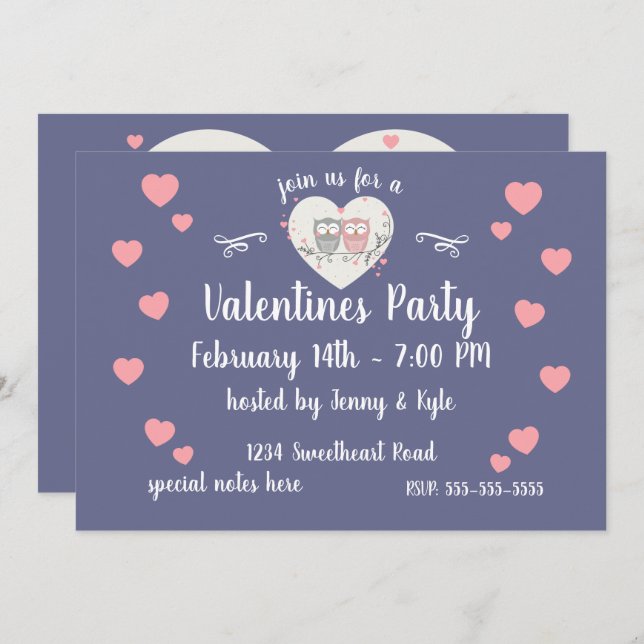 Loving Owls Valentines Day Invitation (Front/Back)