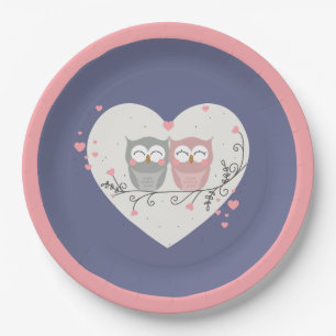 Loving Owls Valentines Paper Plate