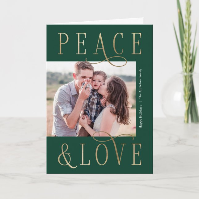 Loving Peace Editable Colour Folded Holiday Card (Front)