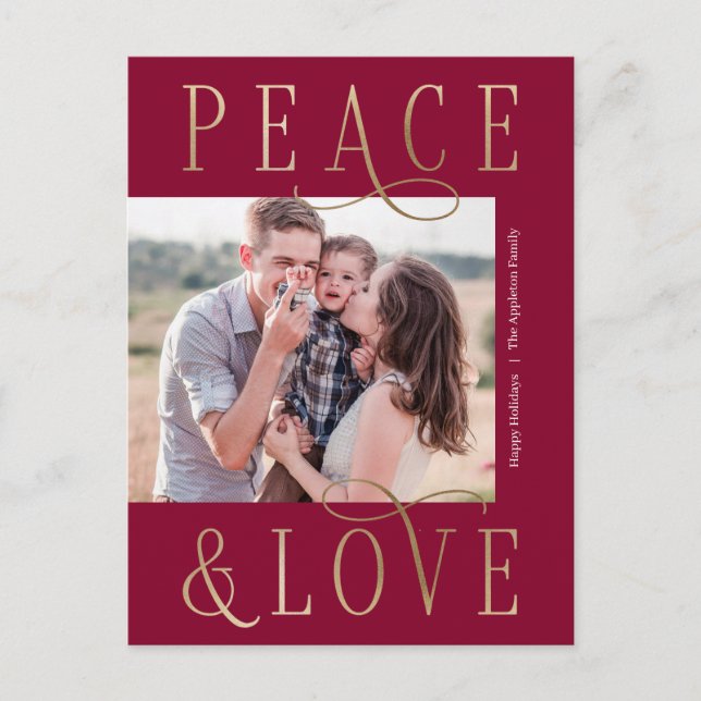 Loving Peace Editable Colour Photo Holiday Postcar Postcard (Front)