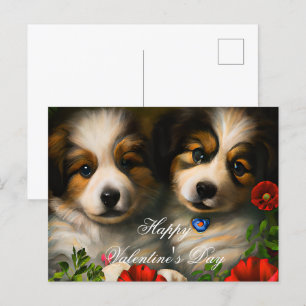 Loving puppies valentine postcard