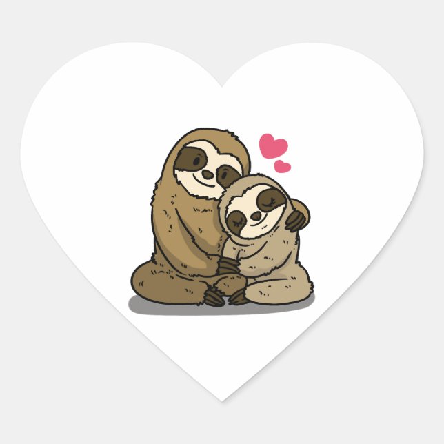 Loving Sloth Heart Sticker (Front)