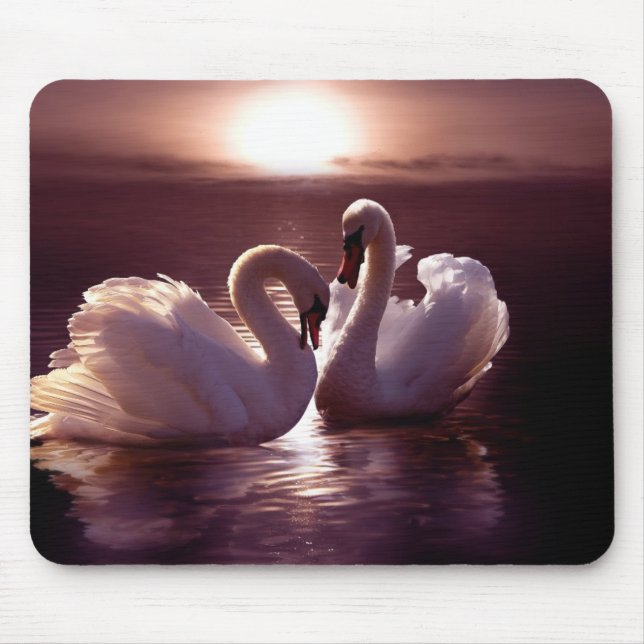 Loving Swans Forming a Heart Mouse Pad (Front)