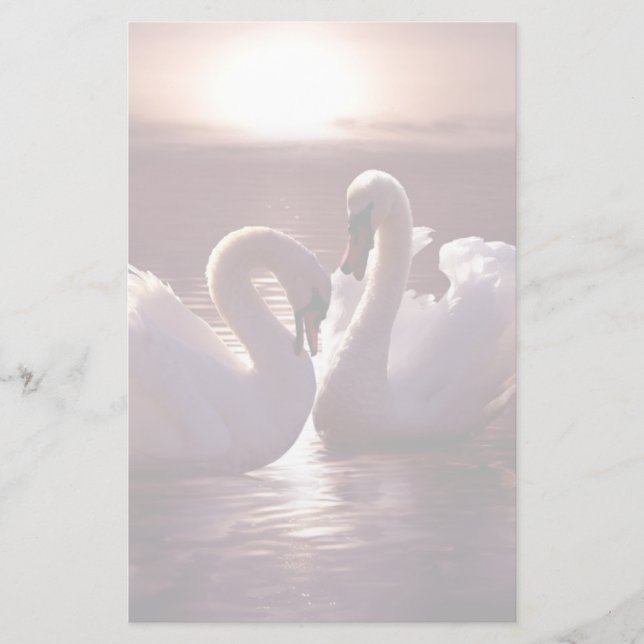 Loving Swans Forming a Heart Stationery (Front)