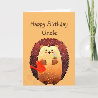 Loving Uncle Birthday Cute Hedgehog Animal Card