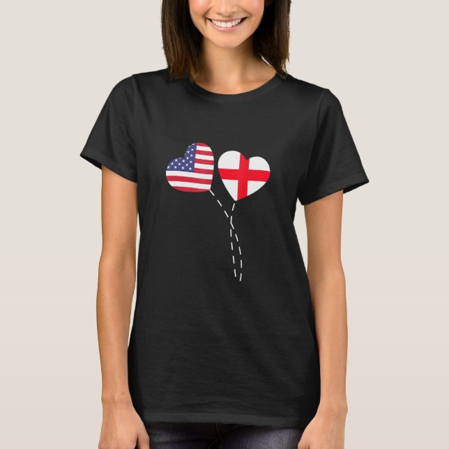 Loving Usa England Flag Heart English Americans Lo T-Shirt (Front)