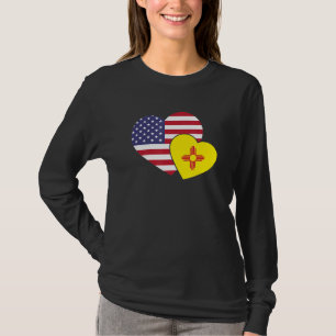 Loving Usa & New Mexico State Flag Heart Proud Ame T-Shirt