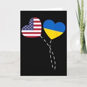 Loving Usa Ukraine Flag Heart Ukrainian Americans  Card