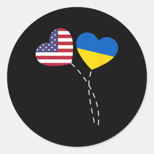 Loving Usa Ukraine Flag Heart Ukrainian Americans  Classic Round Sticker