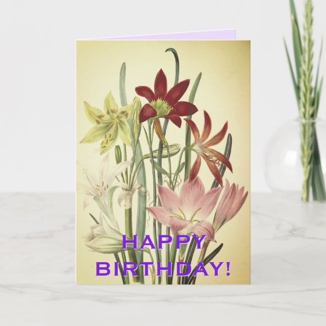 Loving Vintage Style Flowers Birthday Card (Front)