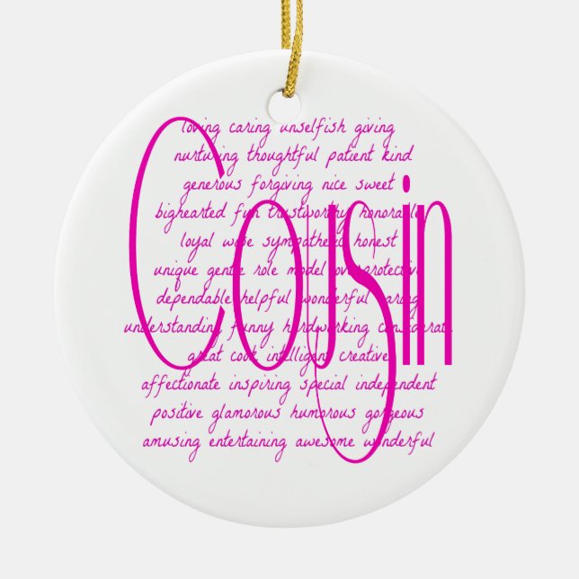 Loving Words for a Cousin Ceramic Tree Decoration (Front)