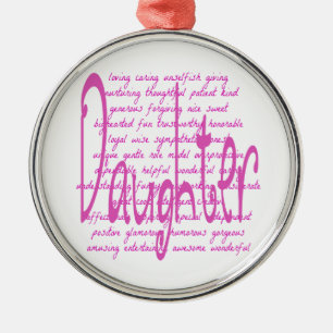 Loving Words for a Daughter Metal Tree Decoration