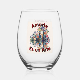 Loving You Is an Art Stemless Wine Glass
