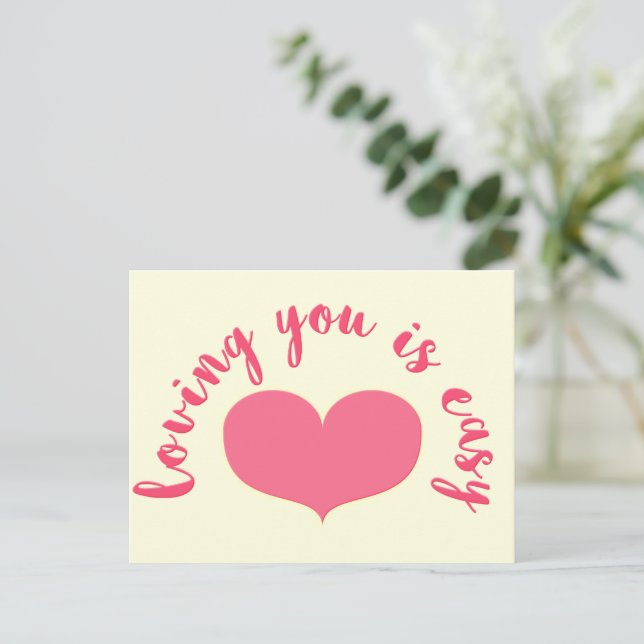 Loving You is Easy - Romantic Quote Postcard (Standing Front)