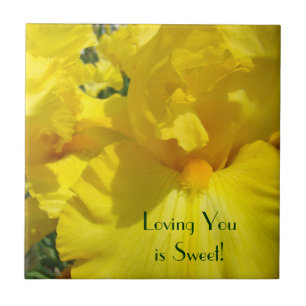 Loving You is Sweet! tile art Yellow Iris Flowers
