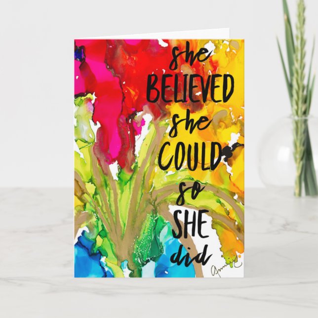 Lovitude Blank Note Card "She Believed She Could" (Front)