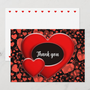 Lovly Hearts Design Frame + your text & idea 1 Thank You Card