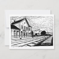Lovrin Station Linocut