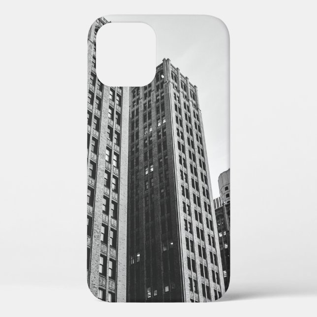 LOW ANGLE GRAYSCALE PHOTOGRAPHY OF HIGH-RISE BUILD Case-Mate iPhone CASE (Back)