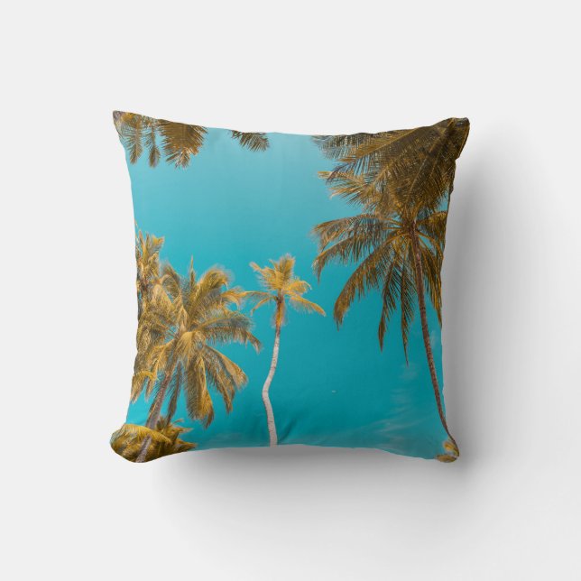 Low-angle photo of coconut trees cushion (Front)