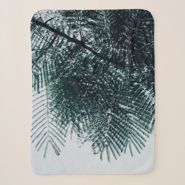Low-angle photo of green tree sherpa blanket (Front)