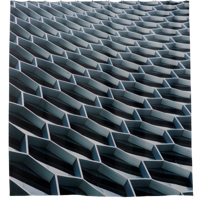 Low-angle photo of high-rise building shower curtain (Front)