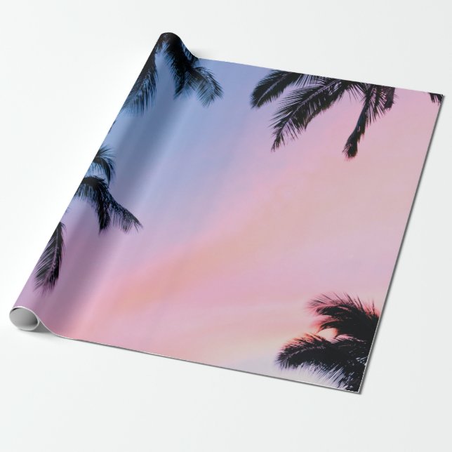 Low-angle photography coconut trees during golden  wrapping paper (Unrolled)