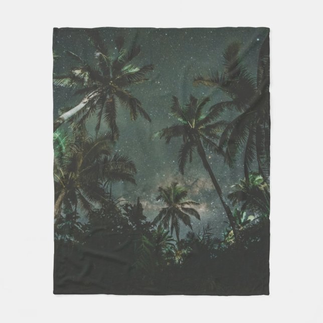 LOW ANGLE PHOTOGRAPHY OF A COCONUT TREES WITH STAR FLEECE BLANKET (Front)