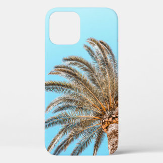 Low-angle photography of a green palm tree under a iPhone 12 case