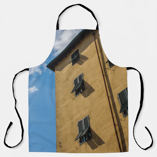 LOW ANGLE PHOTOGRAPHY OF BROWN LOUVER WINDOW APRON (Front)