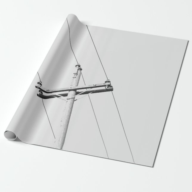 LOW-ANGLE PHOTOGRAPHY OF GREY ELECTRIC POST WRAPPING PAPER (Unrolled)