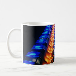 LOW-ANGLE PHOTOGRAPHY OF MULTICOLORED HIGH-RISE BU COFFEE MUG