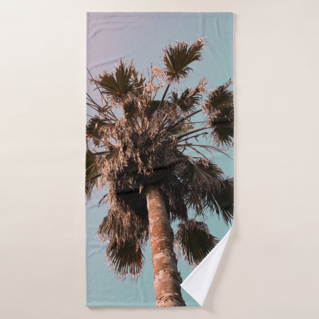 Low-angle photography of palm plant bath towel (Bath Towel)