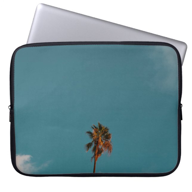 Low angle photography of palm tree under blue sky laptop sleeve (Front)