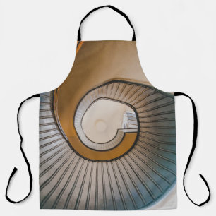 Low angle photography of spiral ladder apron
