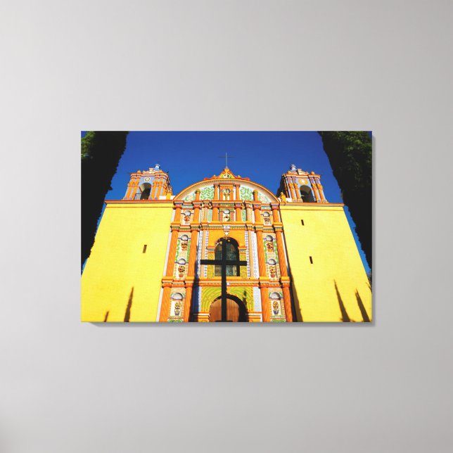 Low Angle View Of Yellow Ornate Church Canvas Print (Front)