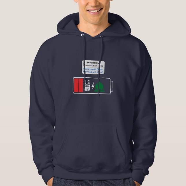 Low Battery – 20% Imaan Remaining | Customizable Hoodie (Front)