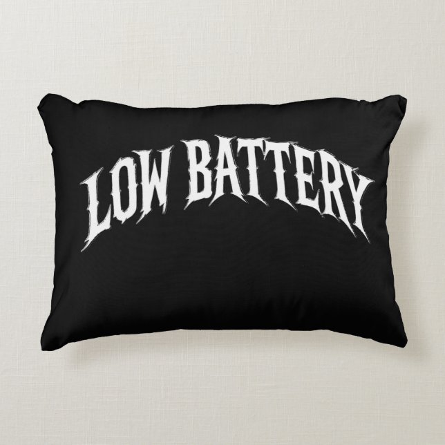 LOW BATTERY Distorted Gothic Text Design Decorative Cushion (Front)