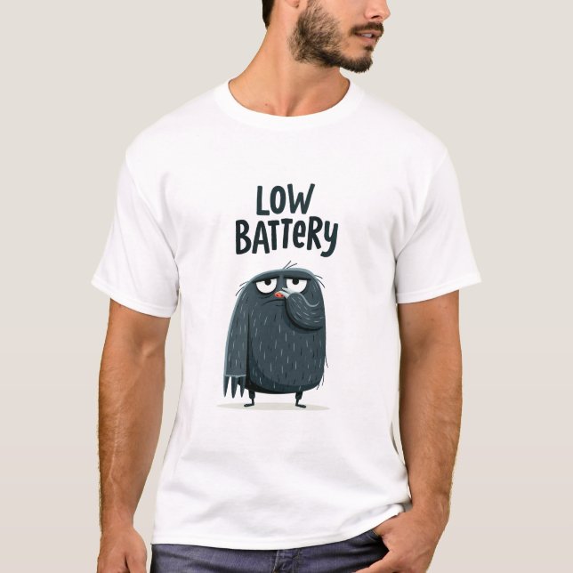 Low Battery Funny Tired Sloth Character Gift T-Shirt (Front)