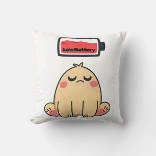 Low Battery Mood – Funny Comic Doodle Cushion