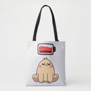 Low Battery Mood – Funny Comic Doodle Tote Bag