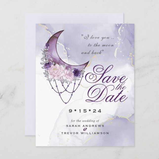 Low Budget Crescent Moon Photo Save the Date (Front/Back)
