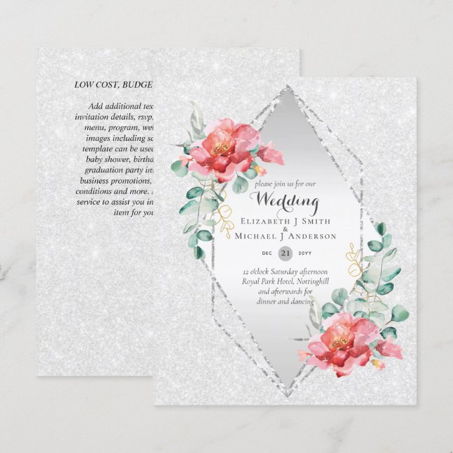 Low Budget Red Floral Silver Glitter Wedding (Front/Back)