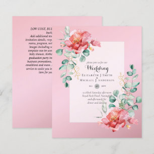Low Budget Red Rose Floral Wedding Invitation