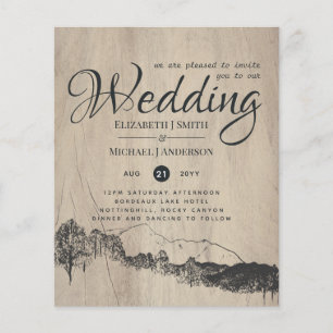 Low Budget Rustic Mountain Wedding Invitation