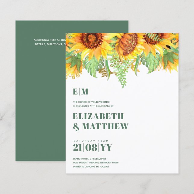 Low Budget Sage Green Sunflowers Wedding (Front/Back)
