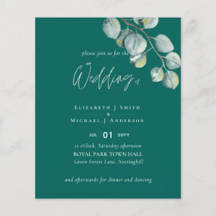 Low Budget TEAL White EUCALYPTUS Wedding Flyer