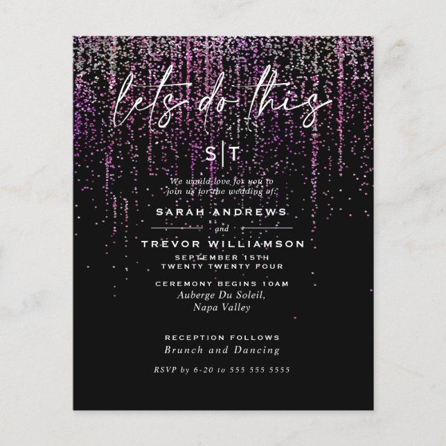 Low Budget Wedding Edgy Magenta Glitter Garland (Front)