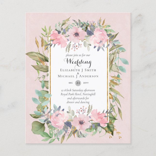 LOW BUDGET WEDDING INVITATIONS - SUNFLOWERS SATIN FLYER (Front)