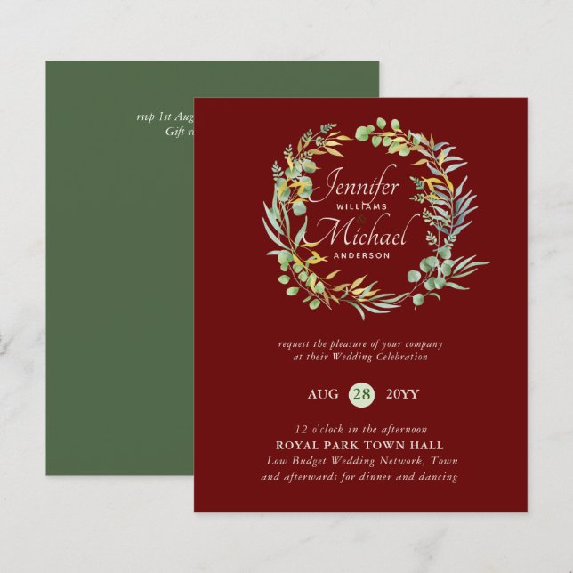 Low Budget Wedding Network BUDGET Greenery Wreath (Front/Back)